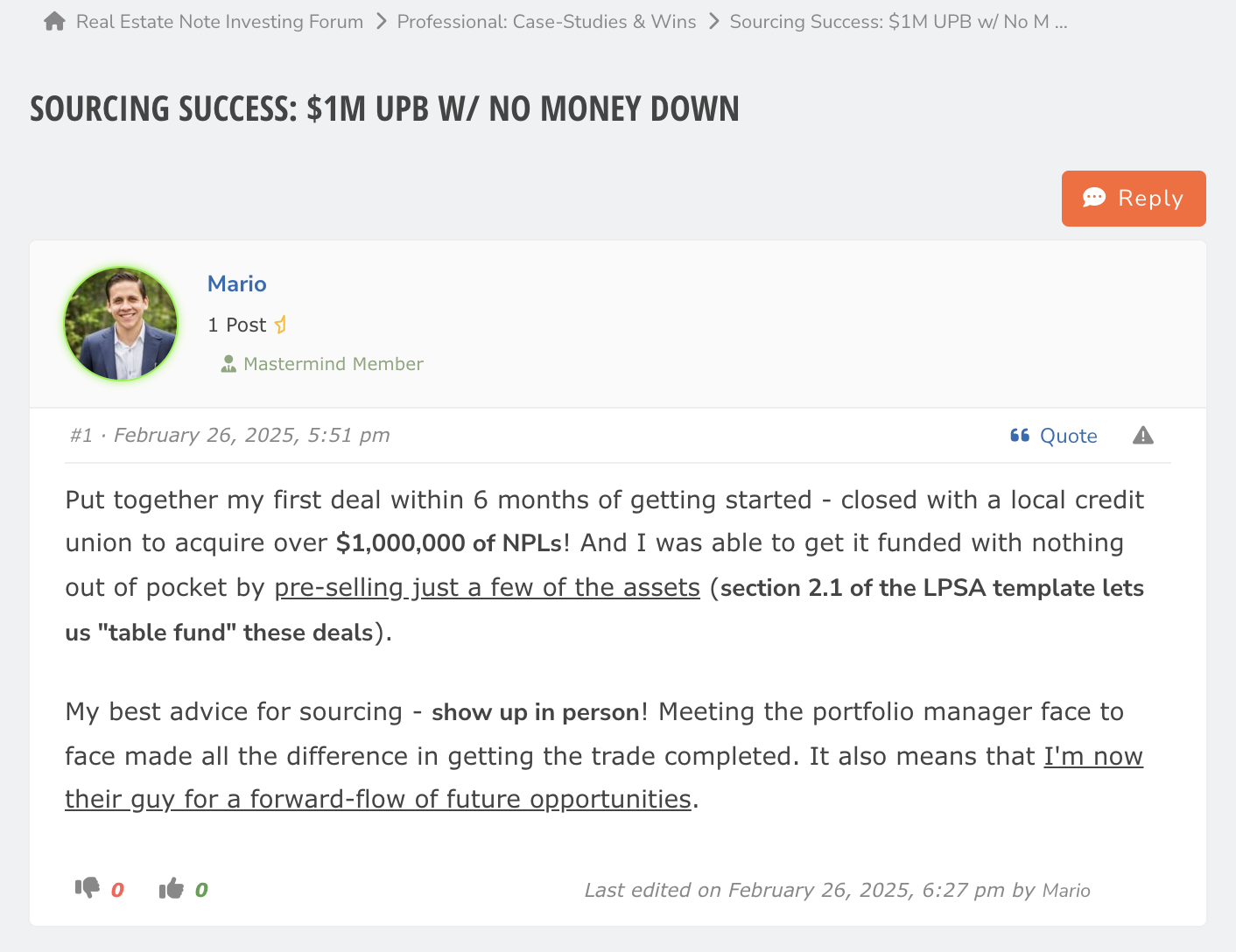 Testimonial from Mario